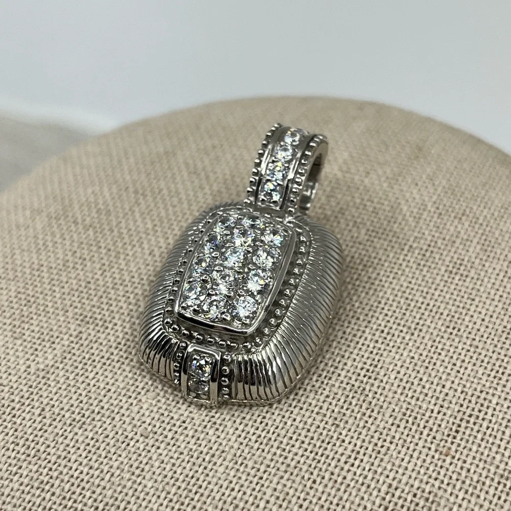 Vintage Judith Ripka Sterling Silver CZ Cluster Enhancer Pendant - Picture 10 of 16